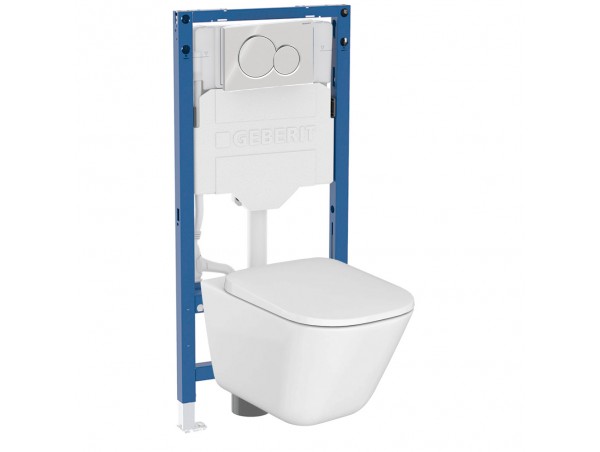 500.950.01.G Комплект инсталляция Geberit Duofix Sigma 12 UP320 111.950.00.6 с кнопкой Sigma01 с унитазом безободковым Roca The Gap 34647L000