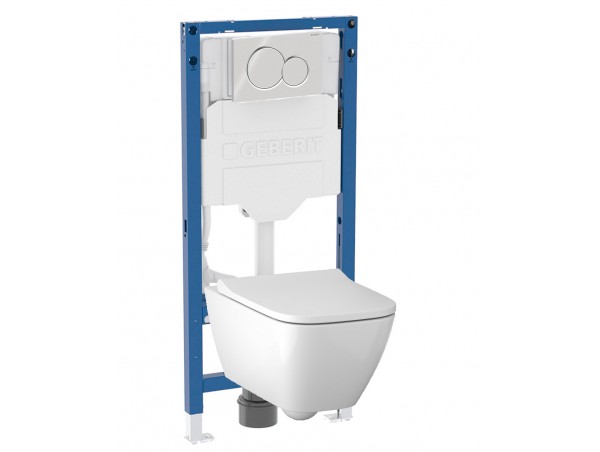 500.950.01.S Комплект инсталляция Geberit Duofix Sigma 12 UP320 111.950.00.6 с кнопкой Sigma01 с унитазом безободковым Smyle Square 500.683.00.2