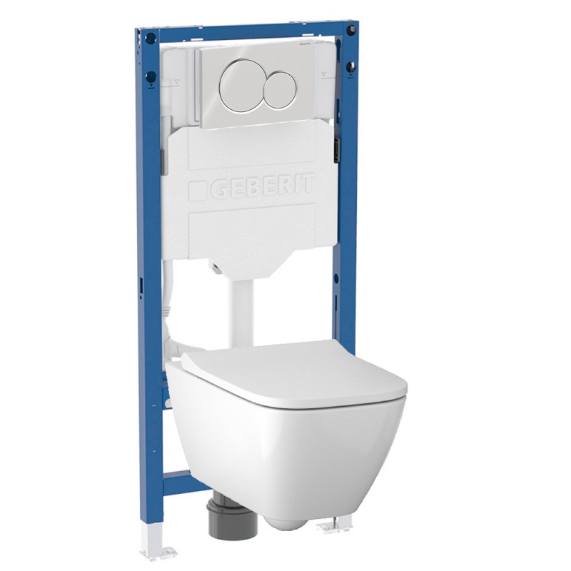 500.950.01.S Комплект инсталляция Geberit Duofix Sigma 12 UP320 111.950.00.6 с кнопкой Sigma01 с унитазом безободковым Smyle Square 500.683.00.2