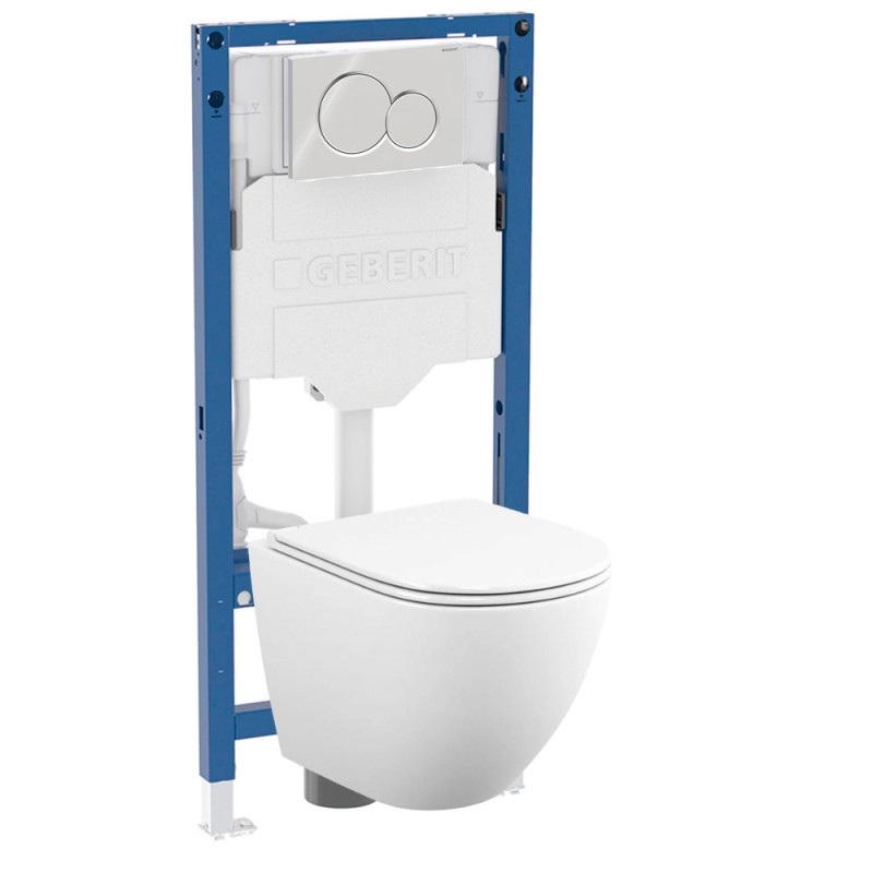 500.950.01.T12 Комплект инсталляция Geberit Duofix Sigma 12 UP320 111.950.00.6 с кнопкой Sigma01 с унитазом безободковым