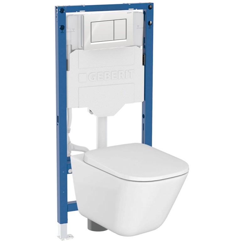 500.950.30.G Комплект инсталляция Geberit Duofix Sigma 12 UP320 111.950.00.6 с кнопкой Sigma20 с унитазом безободковым Roca The Gap 34647L000