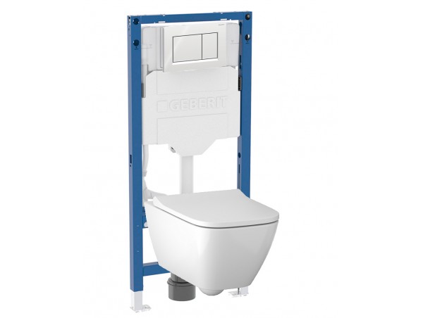 500.950.30.S Комплект инсталляция Geberit Duofix Sigma 12 UP320 111.950.00.6 с кнопкой Sigma20 с унитазом безободковым Smyle Square 500.683.00.2