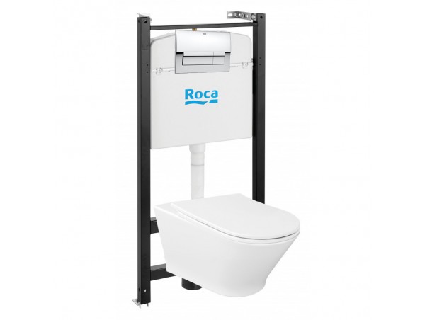 Инсталляция Roca Active B в комплекте с унитазом безободковым The Gap Round Rimless 893105000