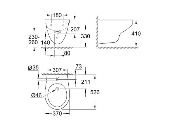 Биде подвесное Grohe Bau Ceramic 39433000 Биде подвесное Grohe Bau Ceramic 39433000
