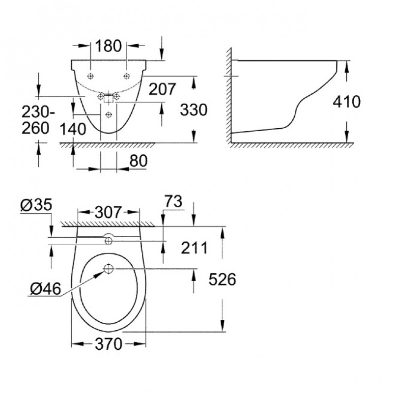 Биде подвесное Grohe Bau Ceramic 39433000