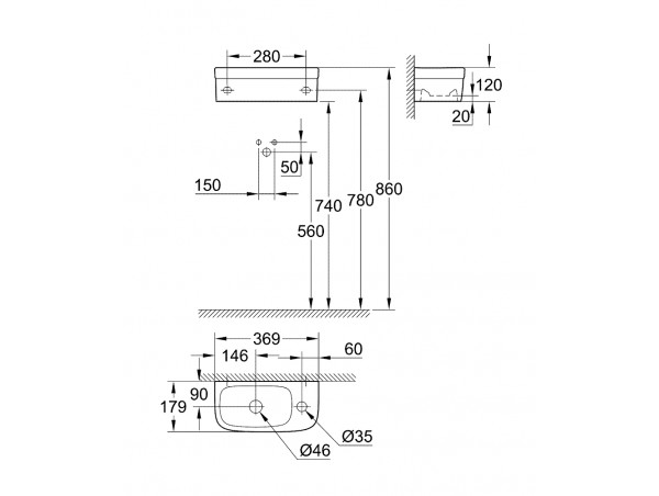 Раковина подвесная Grohe Euro Ceramic 3932700H