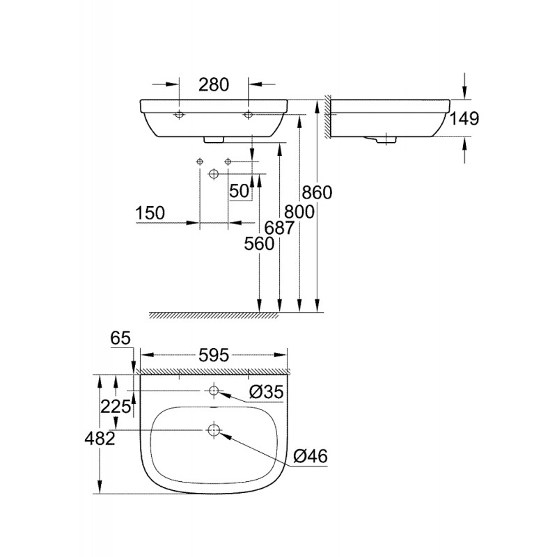 Раковина подвесная Grohe Euro Ceramic 39335000