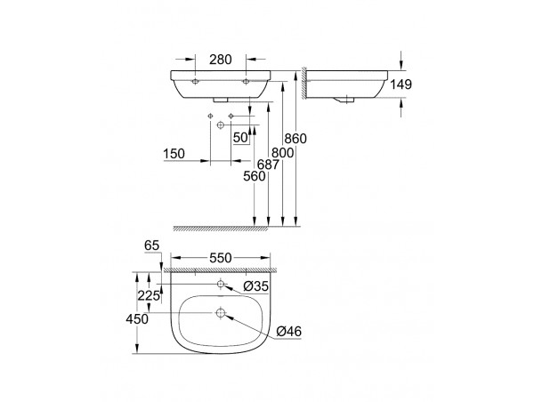 Раковина подвесная Grohe Euro Ceramic 39336000