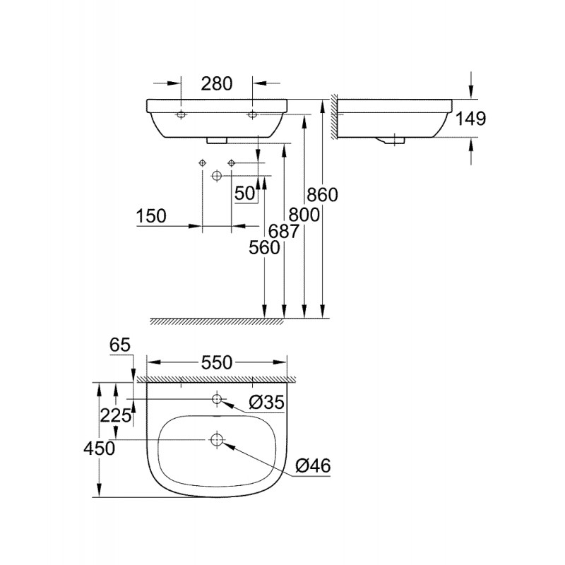 Раковина подвесная Grohe Euro Ceramic 39336000