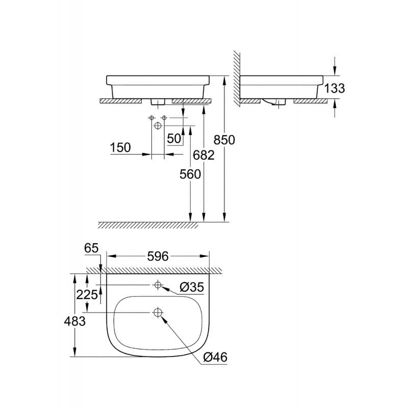 Раковина встраиваемая сверху, накладная Grohe Euro Ceramic 39337000