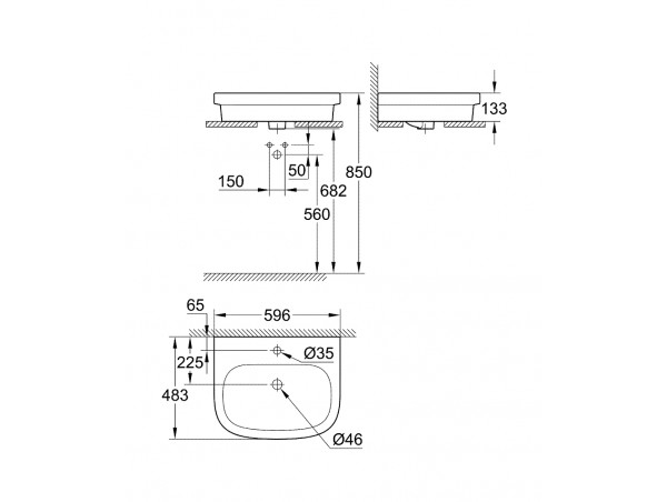 Раковина встраиваемая сверху, накладная Grohe Euro Ceramic 3933700H