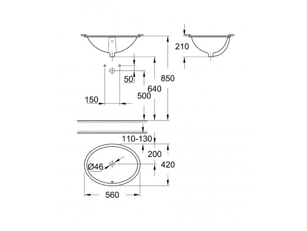 Раковина встраиваемая снизу Grohe Bau Ceramic 39423000