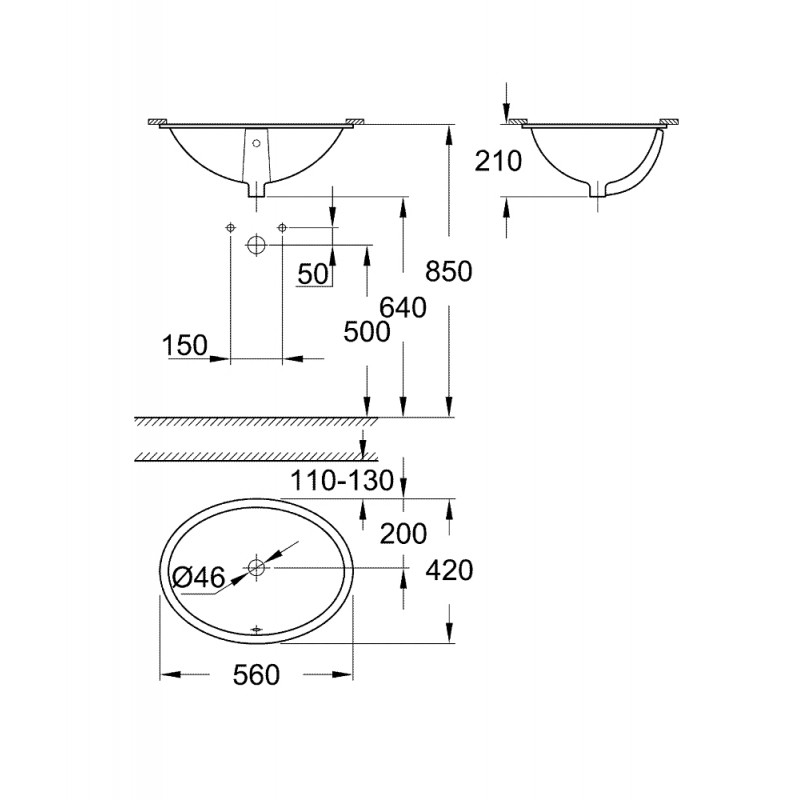 Раковина встраиваемая снизу Grohe Bau Ceramic 39423000 Раковина встраиваемая снизу Grohe Bau Ceramic 39423000