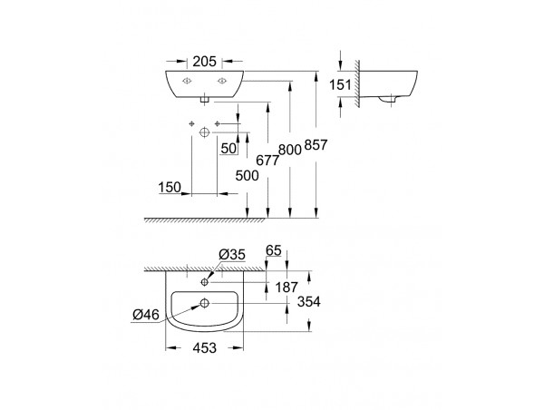 Раковина подвесная Grohe Bau Ceramic 39424000