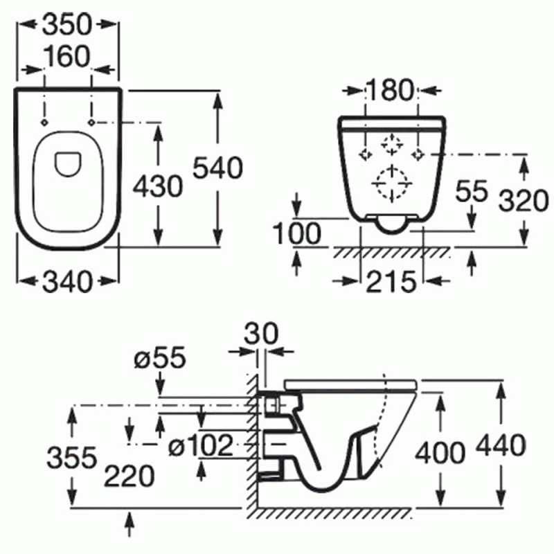 Инсталляция Grohe 38772BL2 в комплекте с унитазом безободковым Roca The Gap 34647L000 (черная матовая кнопка)