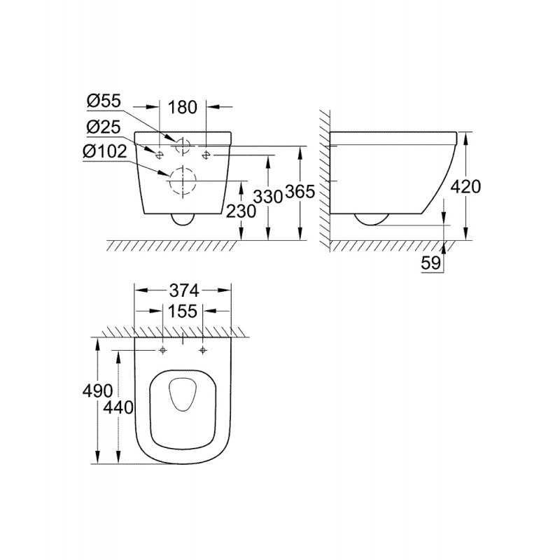 Унитаз подвесной безободковый Grohe Euro Ceramic 3920600H Унитаз подвесной безободковый Grohe Euro Ceramic 3920600H