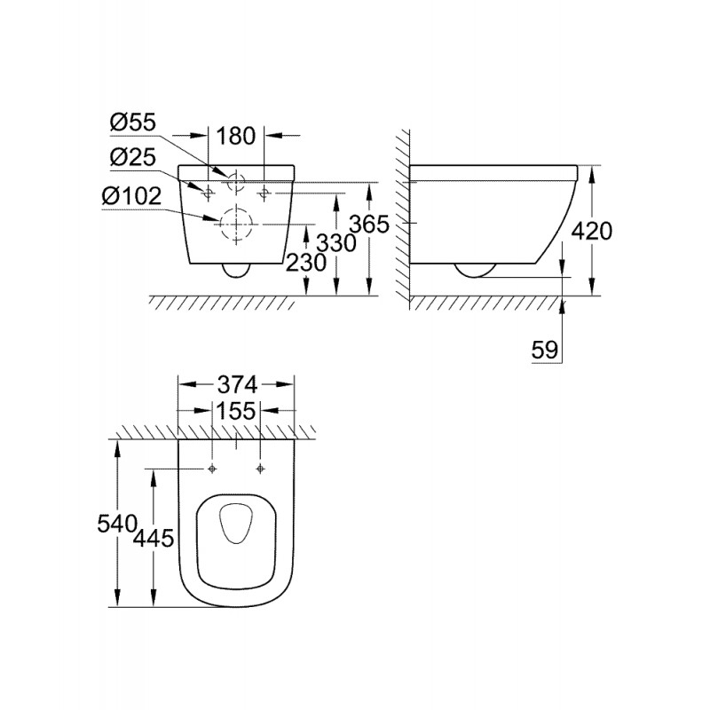 Унитаз подвесной безободковый Grohe Euro Ceramic 39328000 Унитаз подвесной безободковый Grohe Euro Ceramic 39328000
