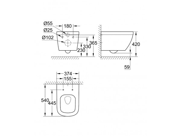 Унитаз подвесной безободковый Grohe Euro Ceramic 3932800H