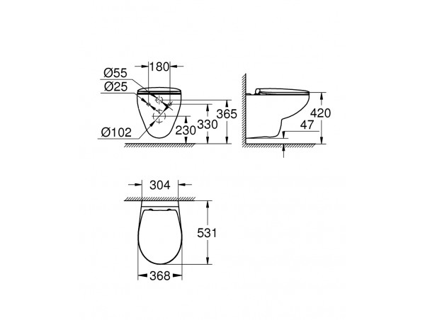 Унитаз подвесной безободковый Grohe Bau Ceramic 39351000
