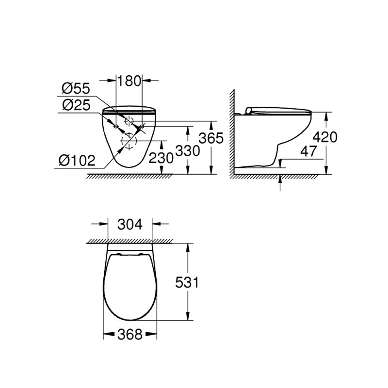 Унитаз подвесной безободковый Grohe Bau Ceramic 39351000 Унитаз подвесной безободковый Grohe Bau Ceramic 39351000