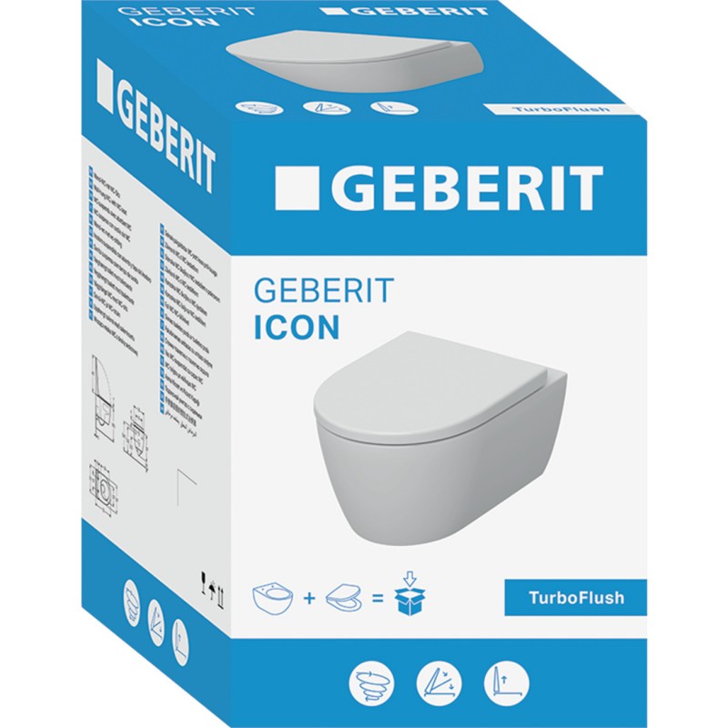 Унитаз подвесной безободковый Geberit iCon TurboFlush 503.045.00.1 Унитаз подвесной безободковый Geberit iCon TurboFlush 503.045.00.1