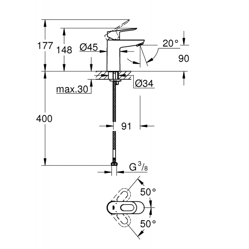 Комплект для ванной со смесителем Grohe BauLoop 121827 / 118105 (23341000,23337000,27598001) NB0056