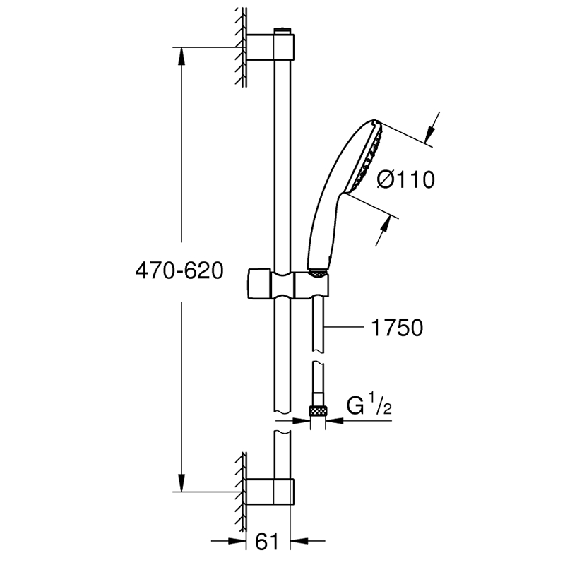 Комплект для ванной со смесителем Grohe BauClassic 124404 (32865000,23162000,27853000) NB0057