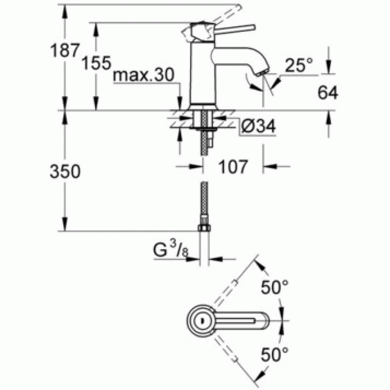 Комплект для ванной со смесителем Grohe BauClassic 124404 (32865000,23162000,27853000) NB0057