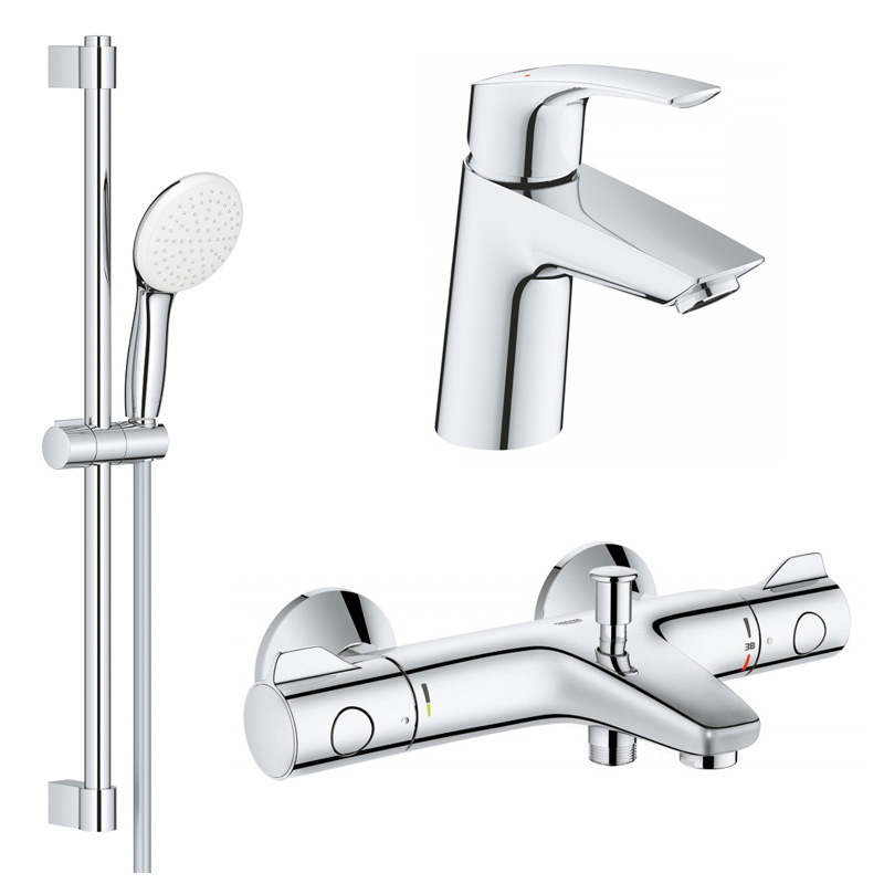 Комплект для ванной с термостатом Grohe Eurosmart Grohtherm 800 124422 (34567000,23968003,27924003)