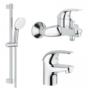 Комплект для ванной со смесителем Grohe Euroeco 124428 (32743000,32734000,27853000) NB0003