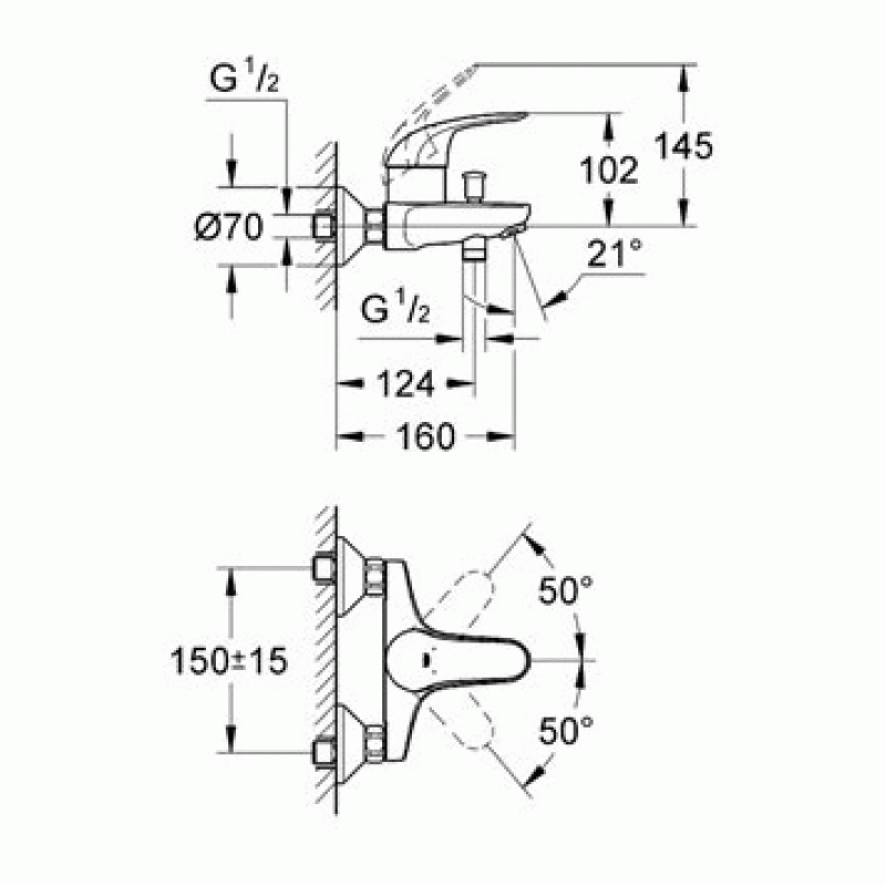Комплект для ванной со смесителем Grohe Euroeco 124428 (32743000,32734000,27853000) NB0003
