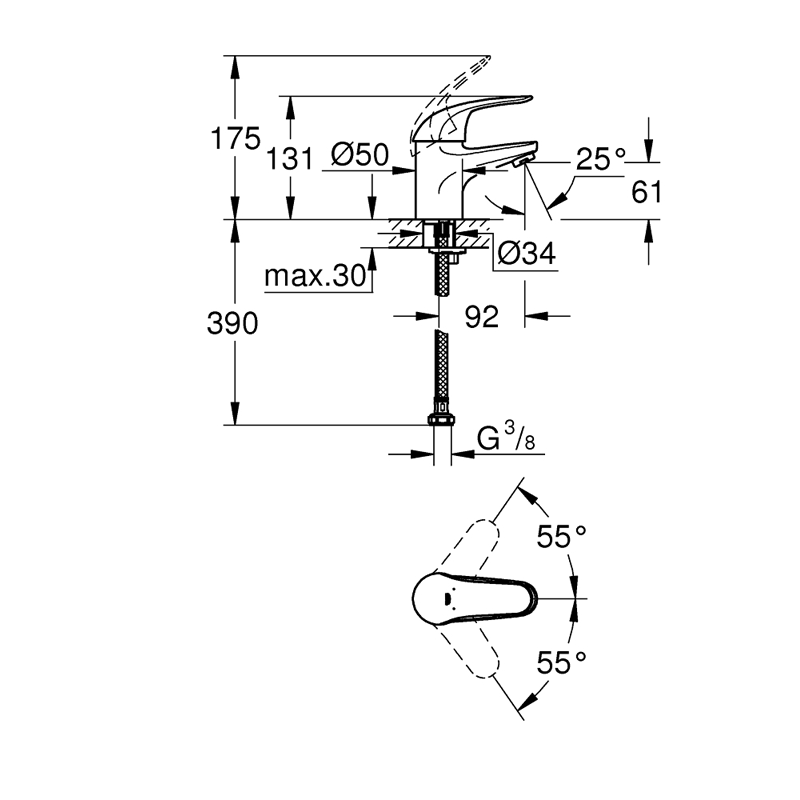 Комплект для ванной со смесителем Grohe Euroeco 124428 (32743000,32734000,27853000) NB0003