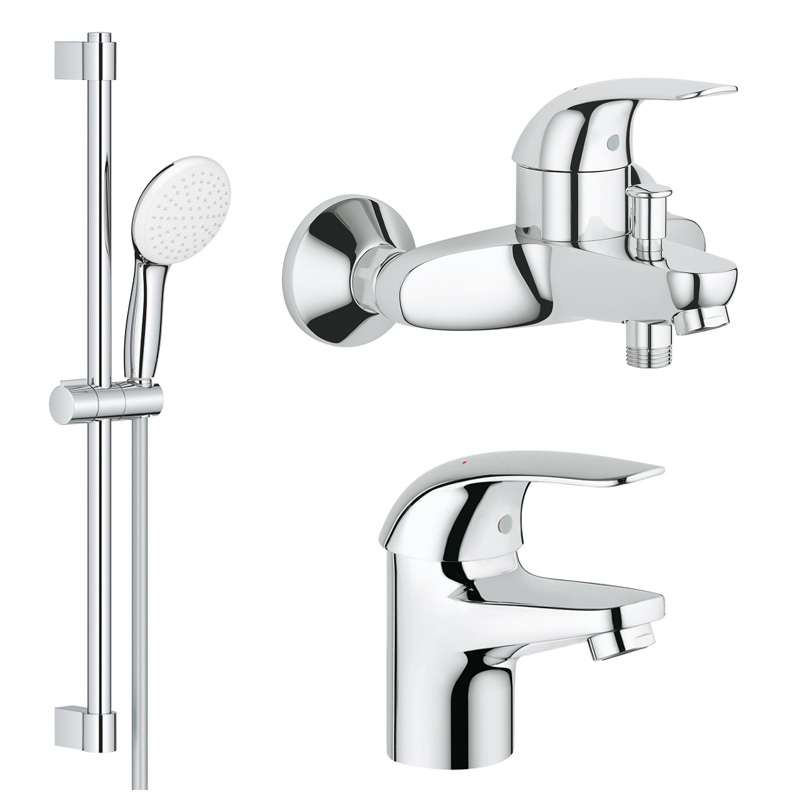 Комплект для ванной со смесителем Grohe Euroeco 124428 (32743000,32734000,27853000) NB0003