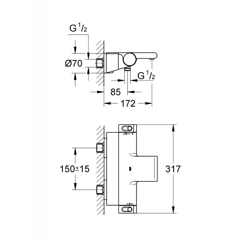 Комплект для ванной с термостатом Grohe Grohtherm 2000 New 34464-23324 (34464001,23324001,27598001) Комплект для ванной с термостатом Grohe Grohtherm 2000 New 34464-23324 (34464001,23324001,27598001)