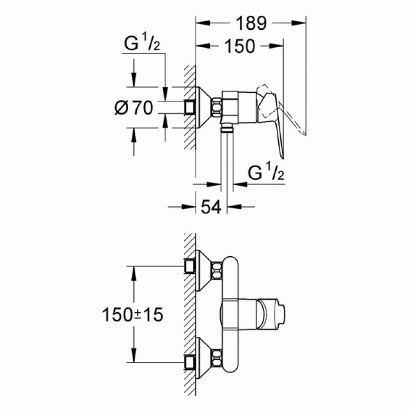 Смеситель для душа с душевым гарнитуром Grohe Bauedge 2333327924