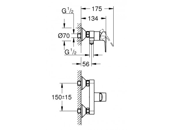 Смеситель для душа с подключением шланга Grohe Bauloop New 23633001