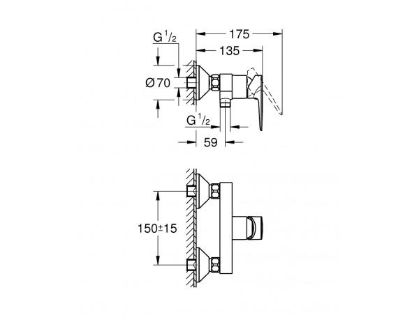 Смеситель для душа с подключением шланга Grohe Bauedge New 23635001