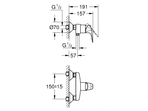 Смеситель для душа с подключением шланга Grohe Bauflow 23755000