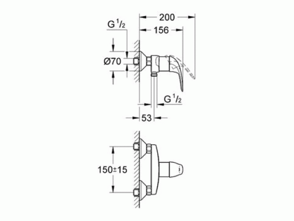 Смеситель для душа с подключением шланга Grohe Euroeco 32740000