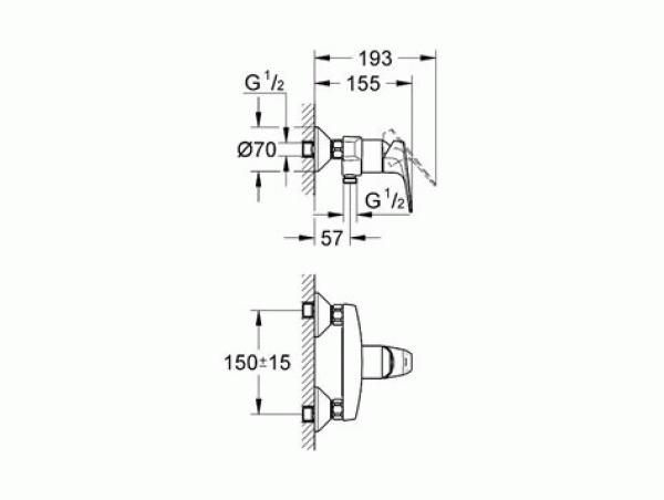 Смеситель для душа с подключением шланга Grohe Bauflow 32812000