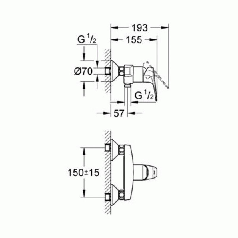 Смеситель для душа с подключением шланга Grohe Bauflow 32812000