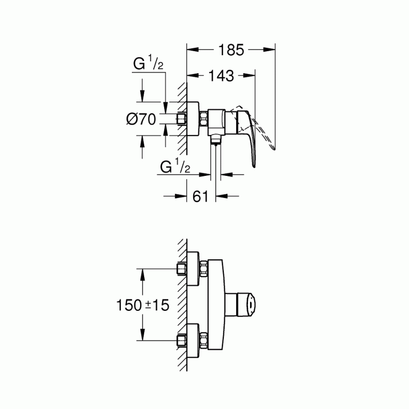 Смеситель для душа с душевым гарнитуром Grohe Eurosmart 3355527924 Смеситель для душа с душевым гарнитуром Grohe Eurosmart 3355527924