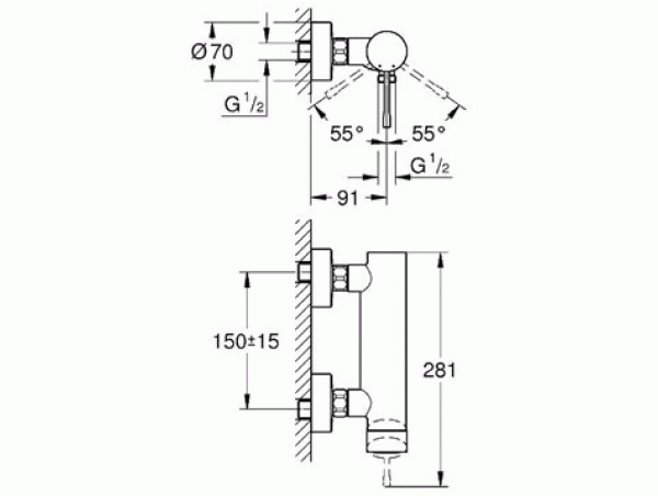 Смеситель для душа с подключением шланга Grohe Essence New 33636001