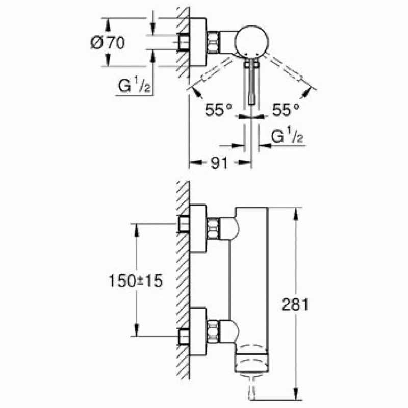 Смеситель для душа с подключением шланга Grohe Essence New 33636001 Смеситель для душа с подключением шланга Grohe Essence New 33636001