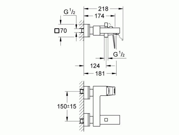 Смеситель для ванны с изливом Grohe Eurocube 23140000