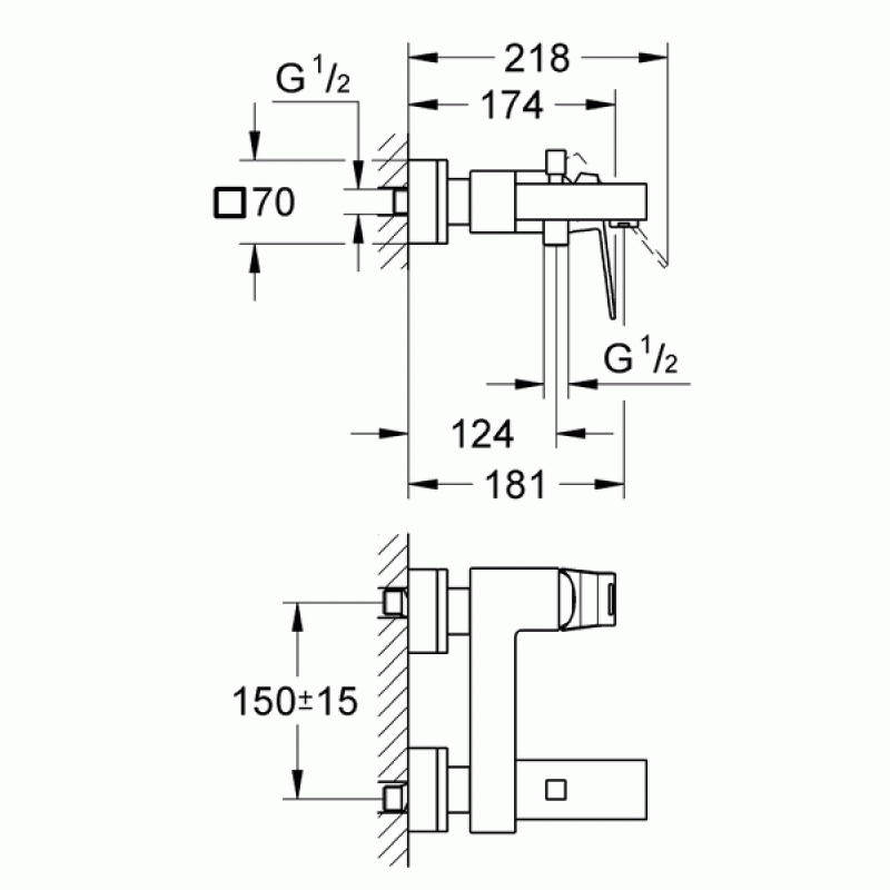 Смеситель для ванны с изливом Grohe Eurocube 23140000