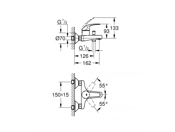 Смеситель для ванны с изливом Grohe BauCurve 23599000