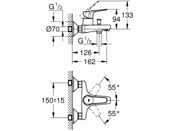 Смеситель для ванны с изливом Grohe BauFlow 23601000