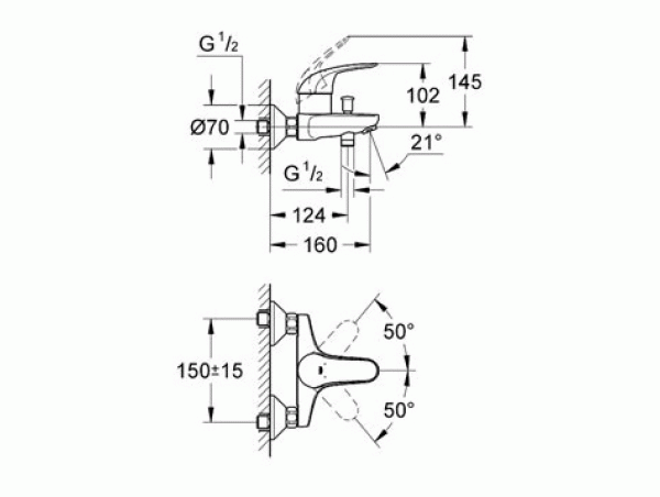 Смеситель для ванны с изливом Grohe Euroeco 32743000