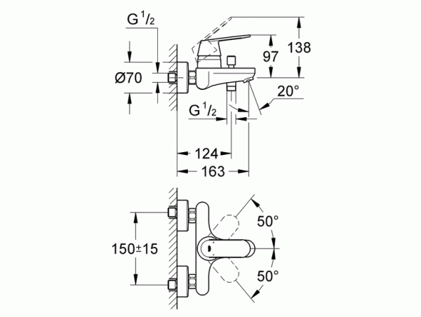 Смеситель для ванны с изливом Grohe Eurosmart Cosmopolitan 32831000